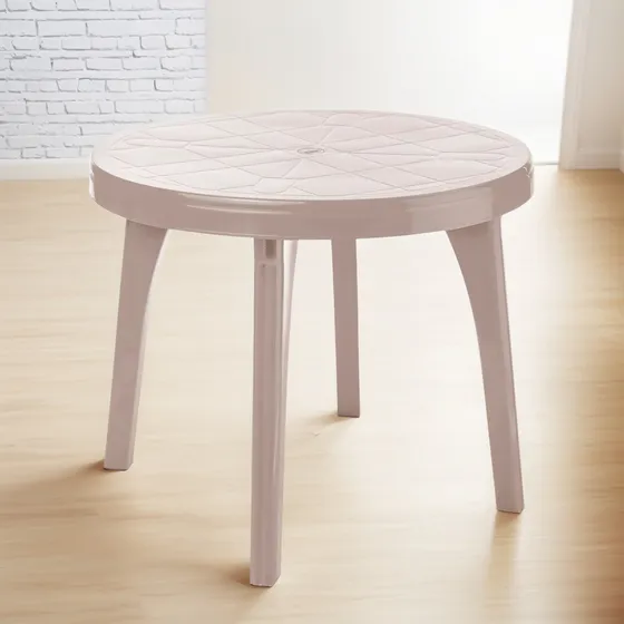 Mesa Redonda Color Café Taupe 90cm Diámetro Mega Resistente