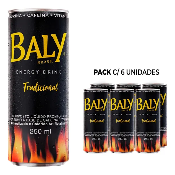 Energético Baly Tradicional 250ml Pack 6 Latas