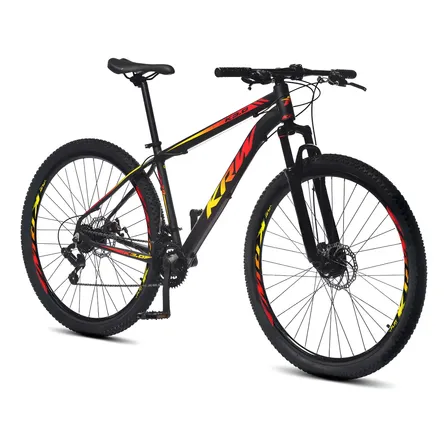 Bicicleta Aro 29 Krw Alumínio 24 Vel Freio A Disco X42 Cor Preto/amarelo E Vermelho Tamanho Do Quadro 15.5 Preto/amarelo/vermelho