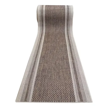 Passadeira Sisal Geométrico Moldura Bege/marrom 66cmx120cm 120 M 66 M Marrom-claro/bege