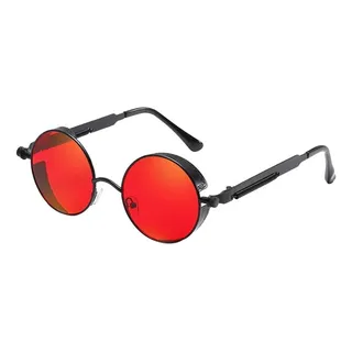 Ăculos De Sol Bulier Modas Sol Steampunk Armação Preta Lente Vermelha Ăculos De Sol Bulier Modas Sol Steampunk Armação Preta Lente Vermelha