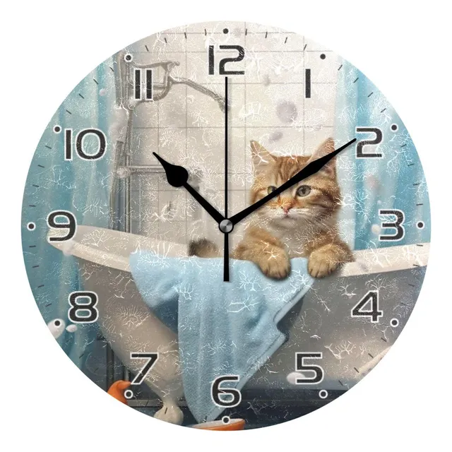 Reloj Pared Redondo Silencioso Diseño Gato Dispositivo