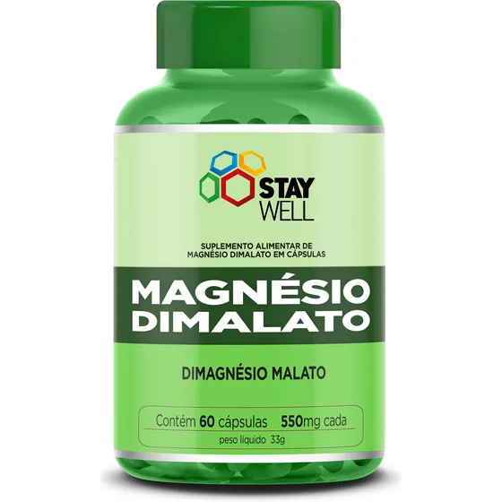 Magnésio Dimalato 100% Puro - Fórmula Avançada produzido com Matéria-Prima Importada. - 60 Cápsulas