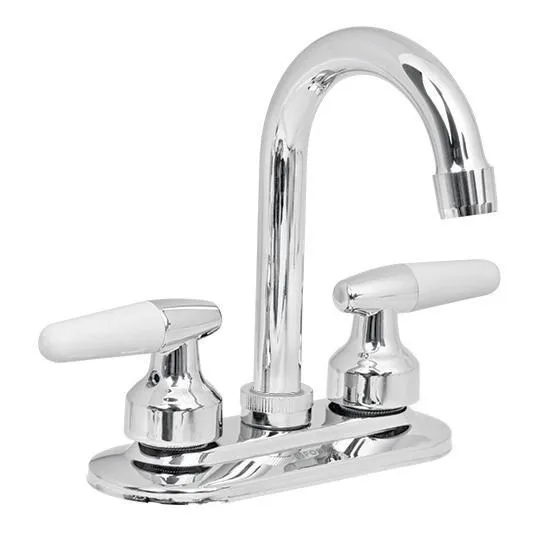 Mezcladora Lavabo 4 Cuello Bar Tipo Cono Foset 49213 Acabado Cromado Color Plateado