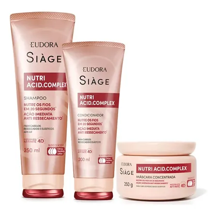 Kit 3 Siàge Nutri Acid Complex Shampoo Condicionador Máscara