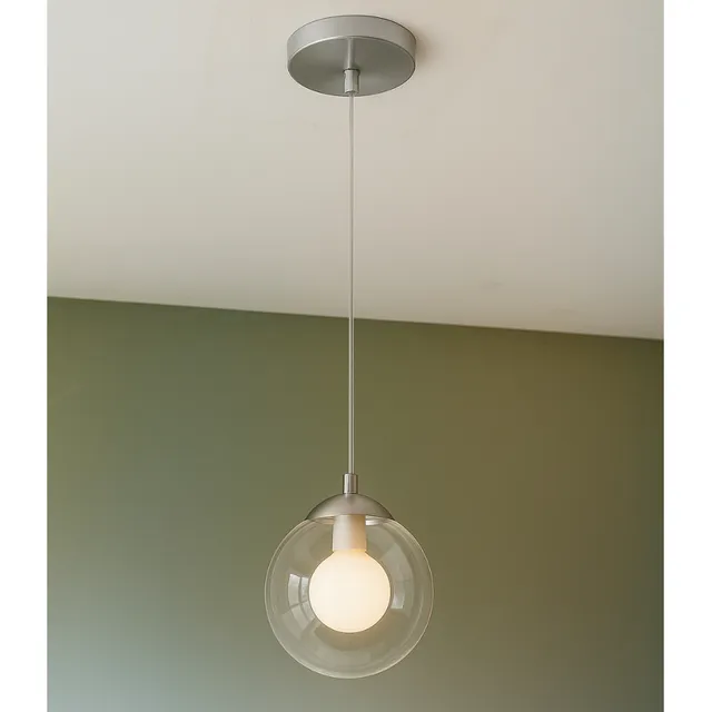 Lustre Luminaria Prateado Pendente Bolinha Varias Cores