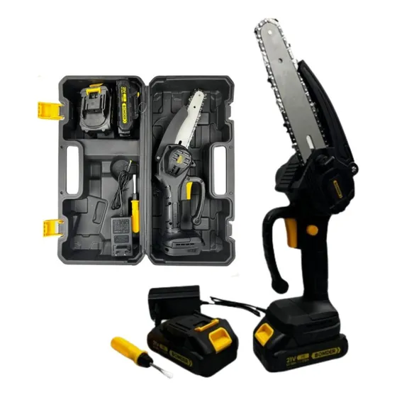 Moto Serra Elétrica Portátil 8 Polegadas Com 2 Baterias Cor Preto 127/220V