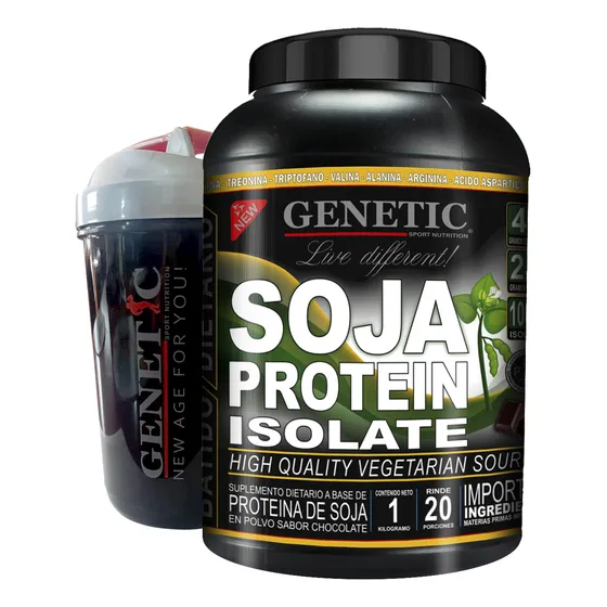 Batido Reemplaza Comida Vegano Soja Protein 1kg Vaso Genetic