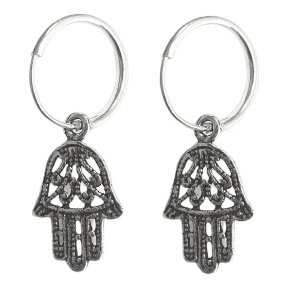 Aros Plata 925 Mano De Fatima 12mm / Todojoyas