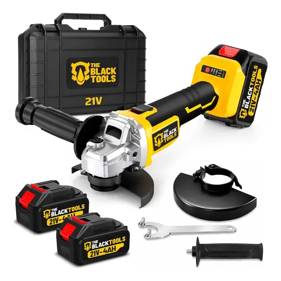 Esmerilhadeira Lixadeira Angular Sem Fio Com 2 Baterias 21v 4000mah 4.1/2 125mm Maleta Tca21bt The Black Tools