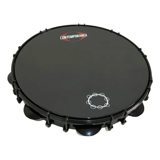 Pandeiro 11 Carlos Café Tarraxa Dupla + Case - Contemporânea Cor Preto