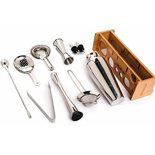 Juego Barra Soporte Bambu. Plateado