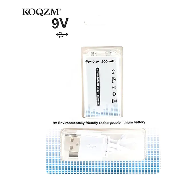 Batería De Litio 9v Recargable Usb C 500mah