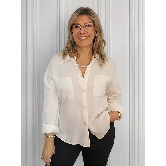 Camisa Muselina Blanca Blusa Mujer Talles Grandes