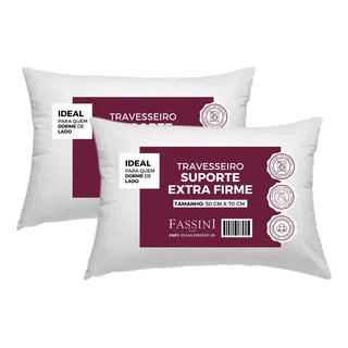 Kit 2 Travesseiro Antialérgico 50x70 Extra Firme Branco