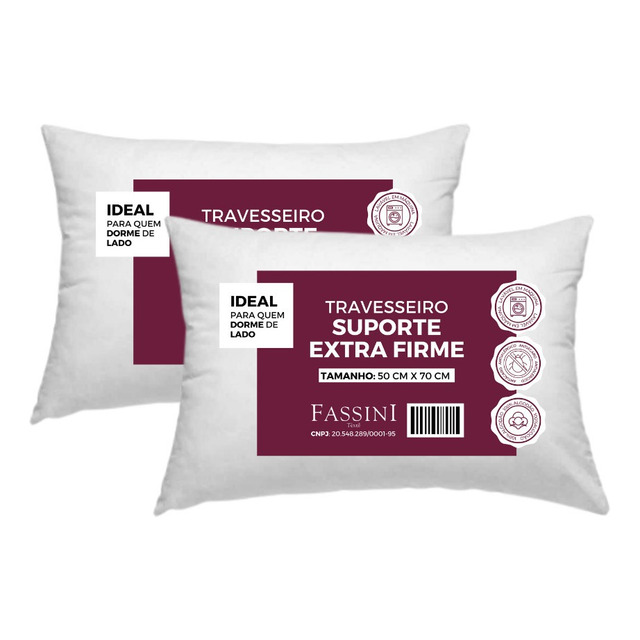 Kit 2 Travesseiro Antialérgico 50x70 Extra Firme Branco
