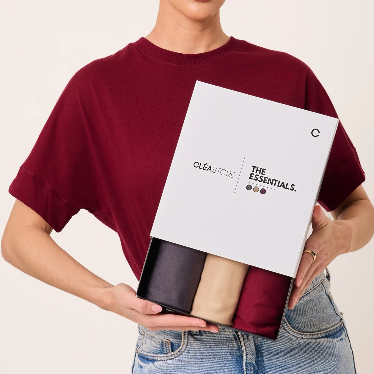 Kit De 3 T-shirts Oversized Intense Cléa Store Chumbo/bege/vinho G