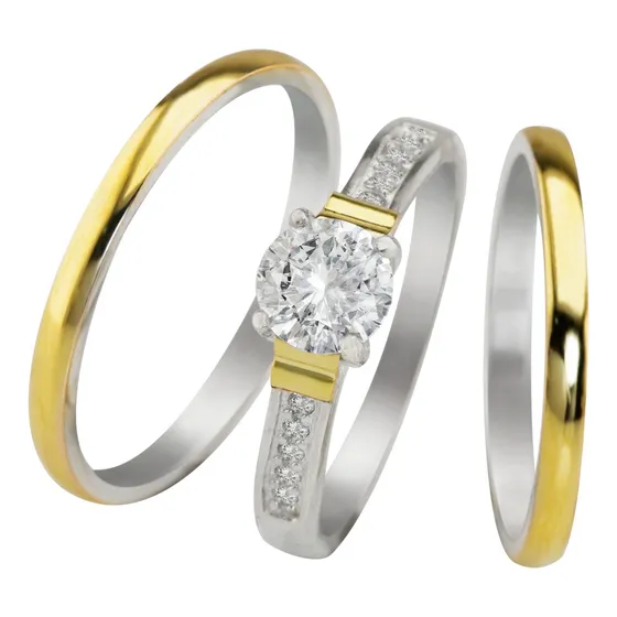 Alianzas 2mm Con Anillo Cintillo Compromiso Plata Y Oro