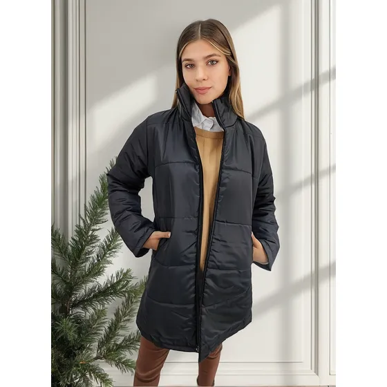 Campera Larga Camperon Abrigada Cuello Alto Mujer Dama