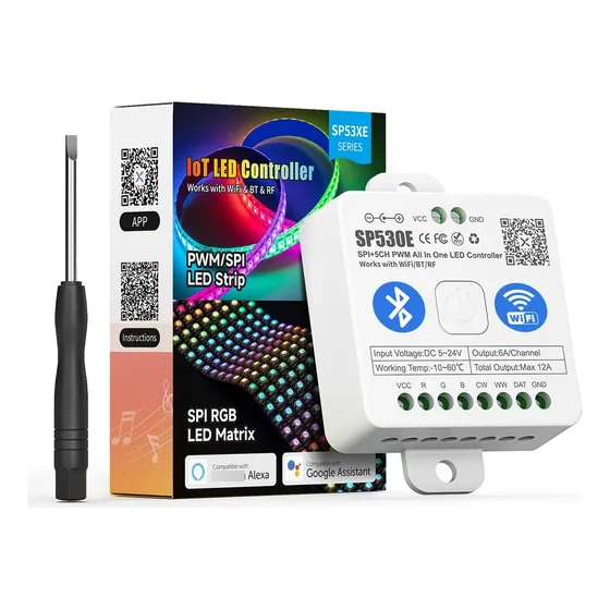 Controlador Led Wifi Alexa Bluetooth Pwm Monocromo Rgb Cct