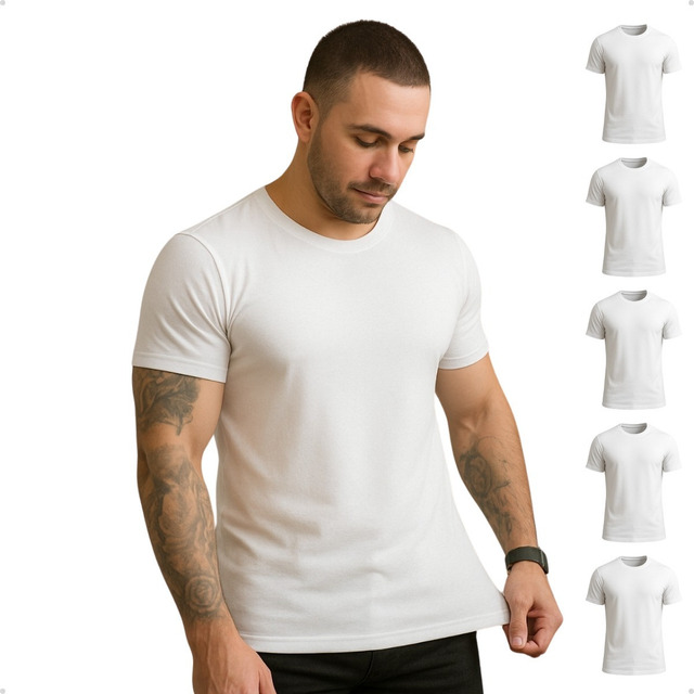 Kit 5 Camisetas Básicas Masculina Dry Fit Lisa Tradicional 