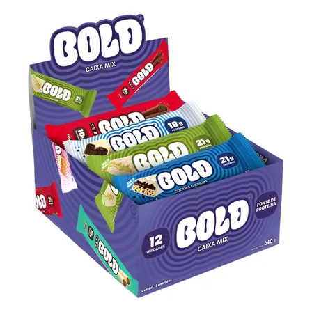 Barra De Proteína Bold Snacks Caixa Mix - Caixa Com 12 Unida Sabor Mista Misto
