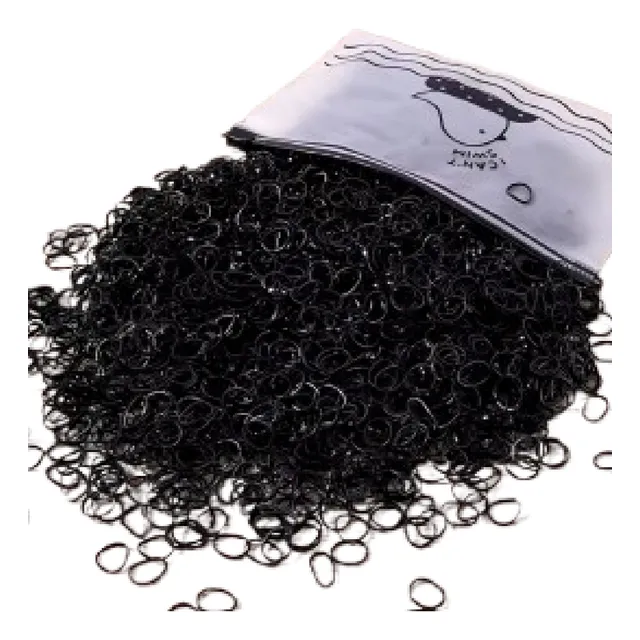 1000 Elástico P/ Cabelo Pequeno Silicone  Resistentes Pretos