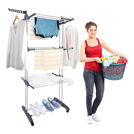 Tendedero Plegable De Ropa Portátil Retráctil Rack Perchero Color Blanco