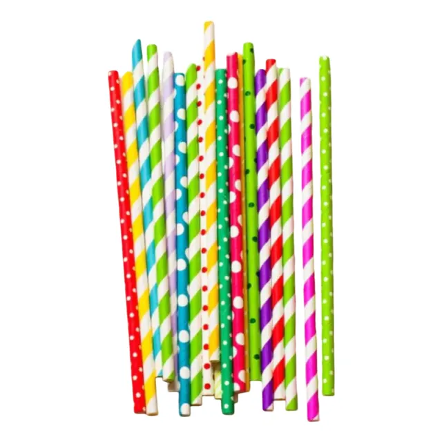 100 Bombillas De Papel Colores Surtidos, Pajillas, Popotes
