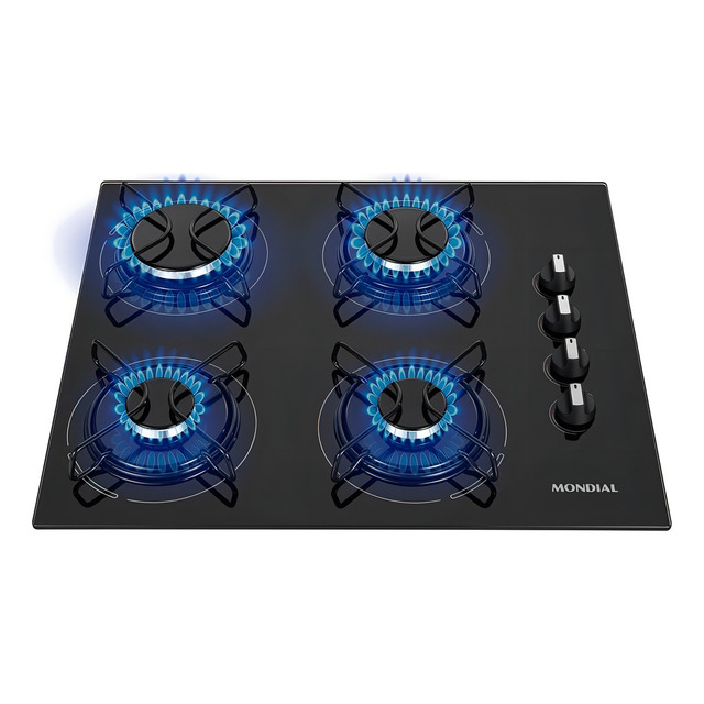 Cooktop A Gás Com 4 Bocas Queimadores Com Mesa De Vidro Temperado Mondial Ctg-01 Preto/ino... Cooktop A Gás Com 4 Bocas Queimadores Com Mesa De Vidro Temperado Mondial Ctg-01 Preto/ino...