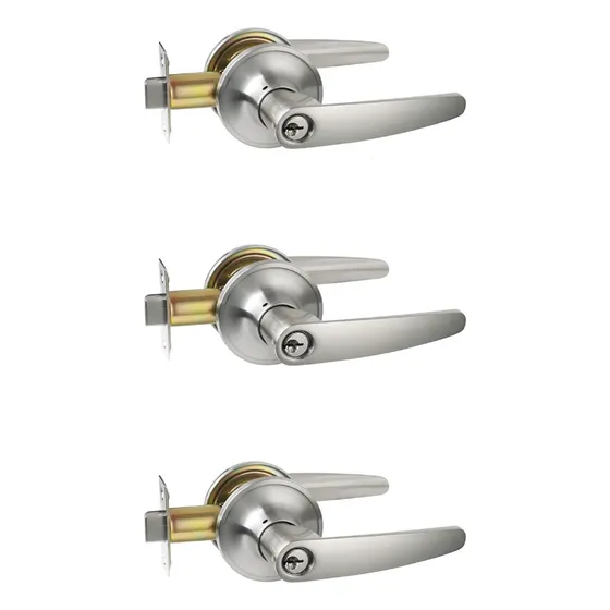 Pestillo Negro Con Cerradura Y Llave Set De 3 Unidades Satinado
