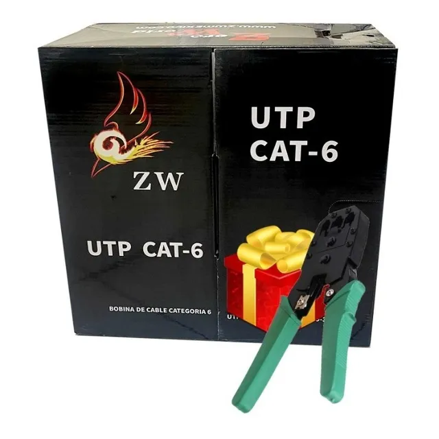 Bobina De Cable Para Red Utp Rj45 305m Cat6 Gris 0.50mm