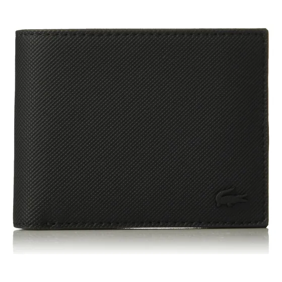 Billetera Lacoste Classic, Pequeña, Para Hombre, De Pvc Negr