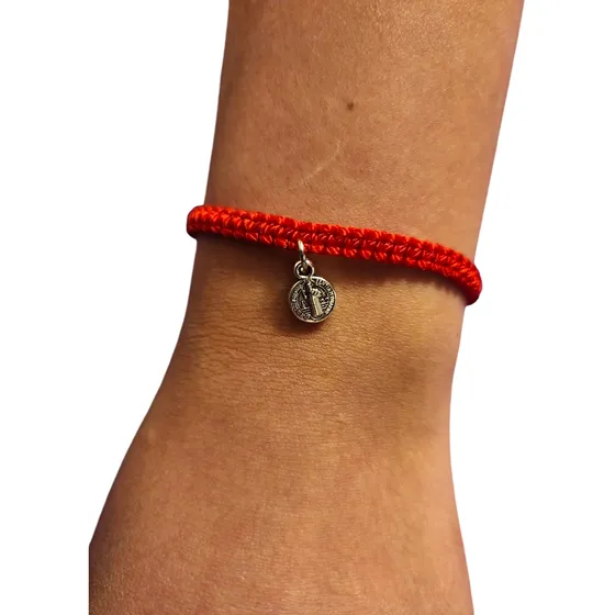 Pulsera Roja Protectora, Con San Benito, Consagrada