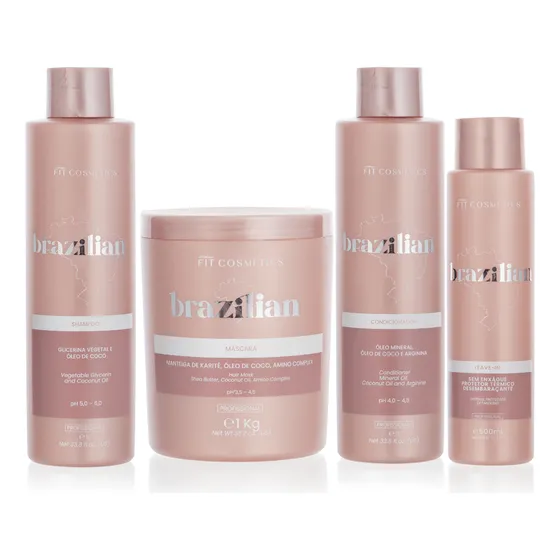 Linha Brazilian Profissional 1l Fit Cosméticos- Kit 4 Passos