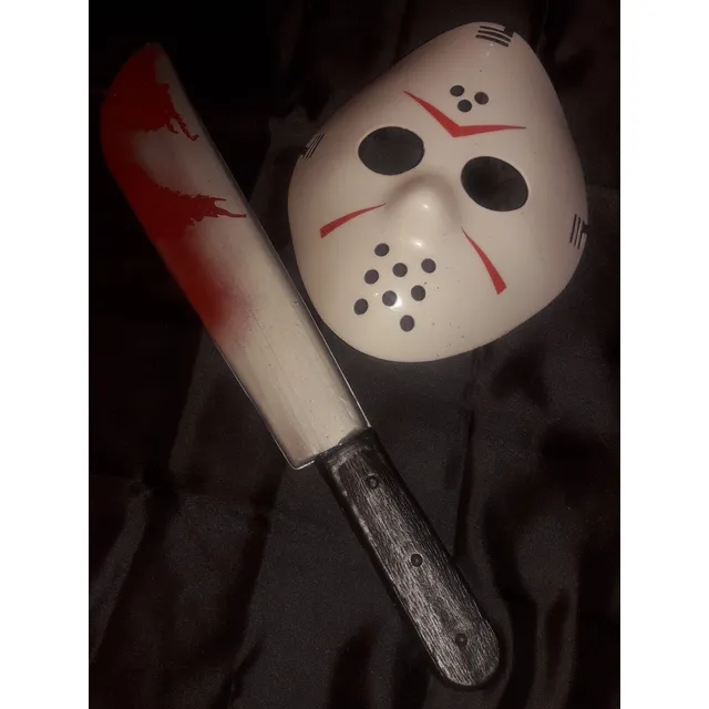 Mascara Jason Voorhee + Machete Disfraz Halloween Viernes 13