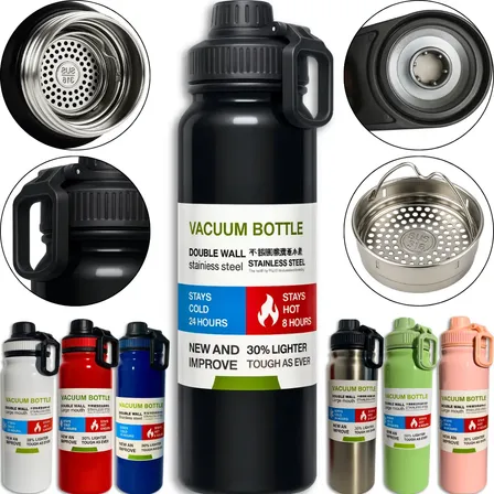 Garrafa Térmica Água Squeeze Alça Inox 800ml Academia Frio
