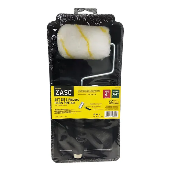 Kit De Rodillo Funda Y Bandeja  4'' Zasc 3pzas