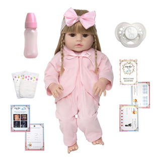 Boneca Bebe Barata Reborn Loira Baby Dolls Super Linda Rosa 52 Cm Boneca Bebe Barata Reborn Loira Baby Dolls Super Linda Rosa 52 Cm