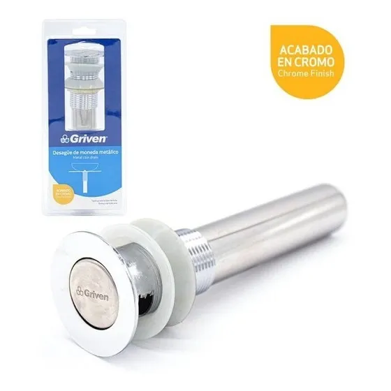 Desague Lavamano Moneda Metalico Con Rebosadero