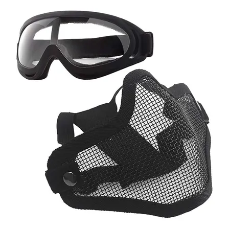 Mascara Media Cara Paintball Con Antiparra Airsoft 3 Lentes