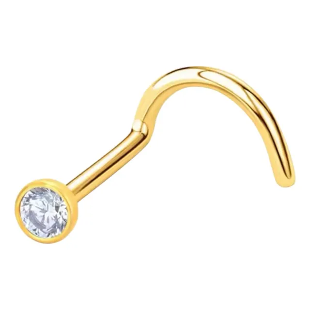Piercing Nostril Strass Plata 925 Y Oro 24k