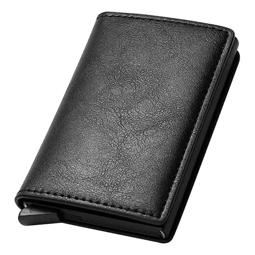 Haifei Funda De Piel Para Hombre Con 6 Ranuras Funda De Aluminio Con Bloqueo Rfid Billetera Desplegable De Piel Para Efectivo, Tarjetas De Crédito Y Monedas gris
