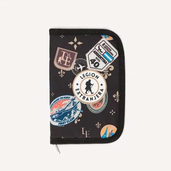 Porta Pasaporte Pocket 10 Travel Color Negro Diseño De La Tela Liso