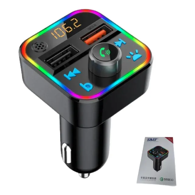 Sintonizador Emisor Radio Fm Bluetooth Con 2 Usb 3.0 30w Microsd Luces Led Rgb música audio sonido cargador - TS Home
