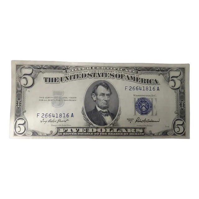 Billete Coleccionable Usa $5 Sello Azul 1953