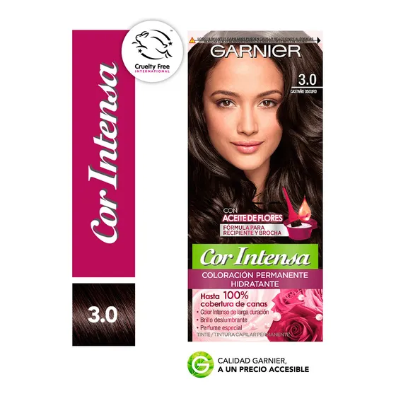 Kit Tintura Garnier Cor Intensa Tono 3.0 Castaño Oscuro