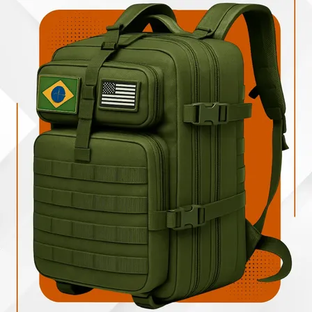 Mochila Tática Impermeável Militar Reforçada Grande 50 Litros Masculina Feminina Anne Verde