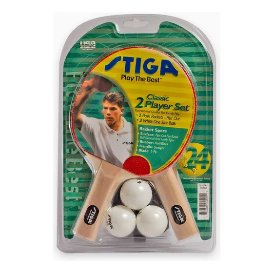 Set Ping Pong Stiga Contact 3pelotas + 2raquetas 