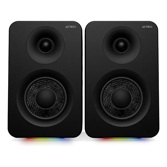 Bocinas Acteck Bs700 Inalambrico Sonido 2.0 50w Rgb Negro
